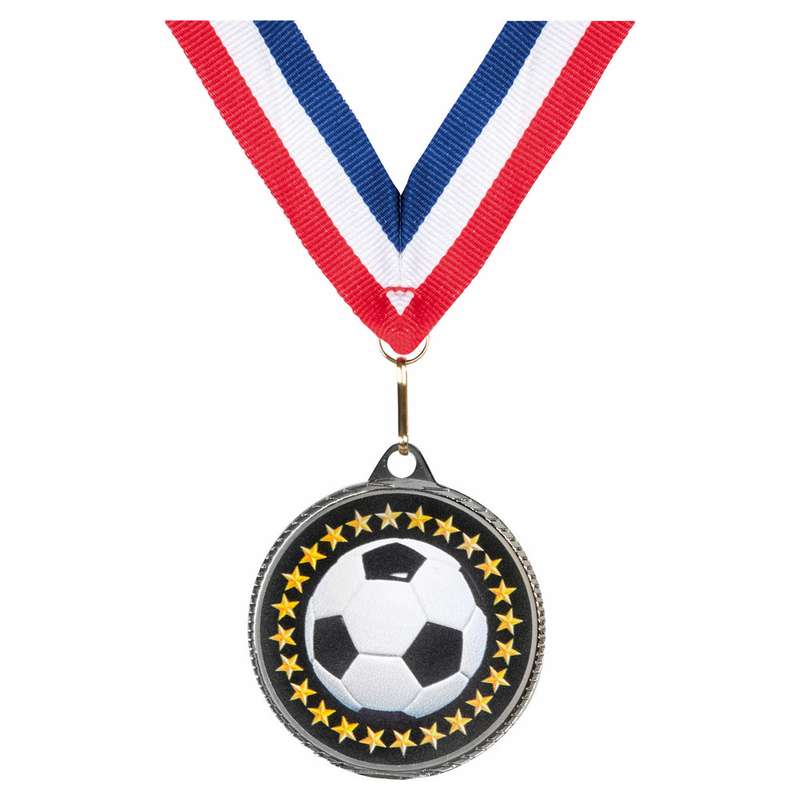 55mm Gold Football Medal with RWB Ribbon