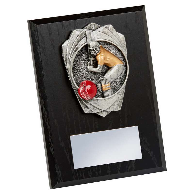 Antique Silver Cricket Batsman, Black Wood Award