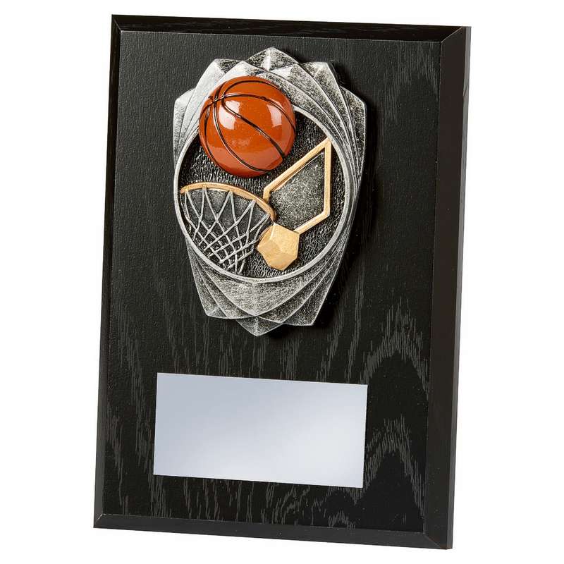 Antique Silver Basketball, Black Wood Award