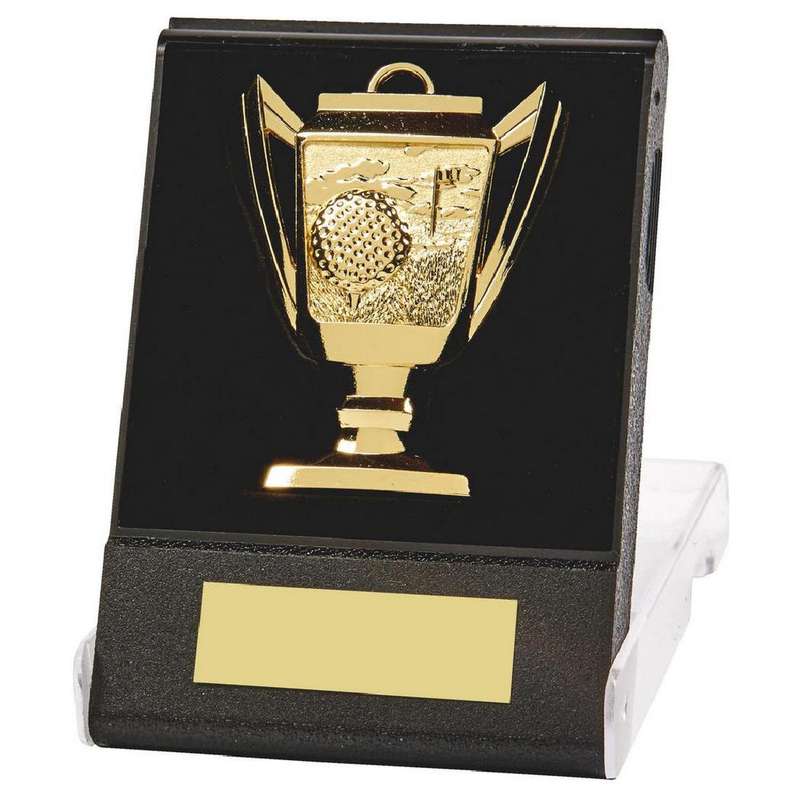 Cup Design Golf Medal in Case (Gold)
