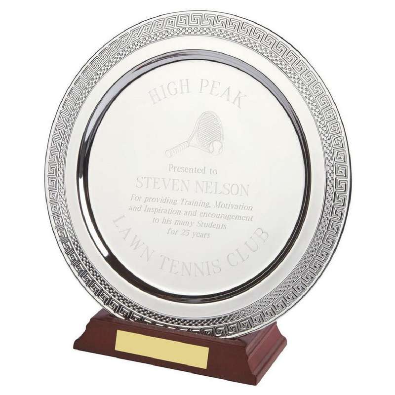 Silver Plated Salver on Wood Stand