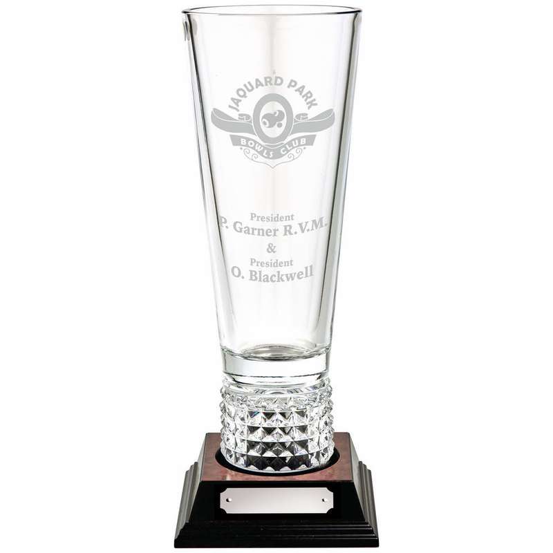 Contemporary Crystal Vase on Wood Base