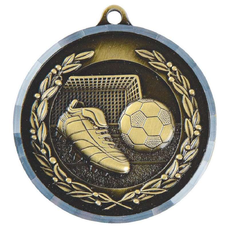 50mm Diamond Edged Football Medal (Gold/Silver)