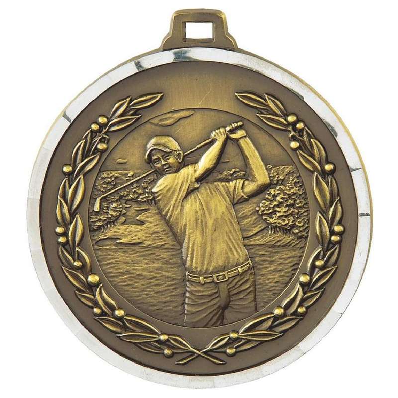 50mm Diamond Edged Male Golf Medal (Bronze)