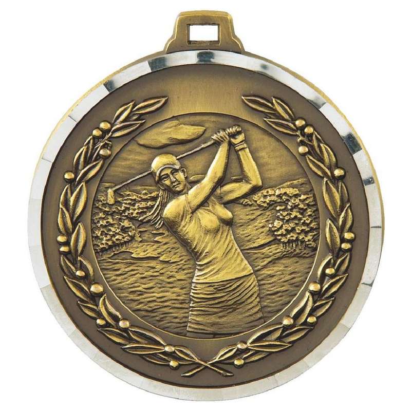 50mm Diamond Edged Female Golf Medal (Bronze)