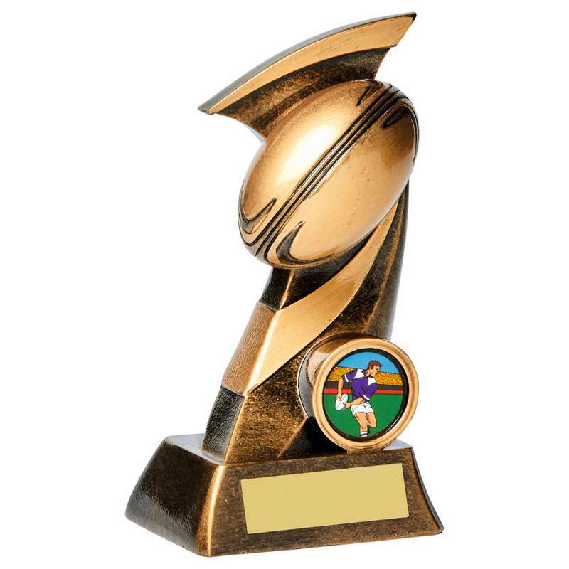 Antique Gold "Scimitar" Rugby Ball Resin