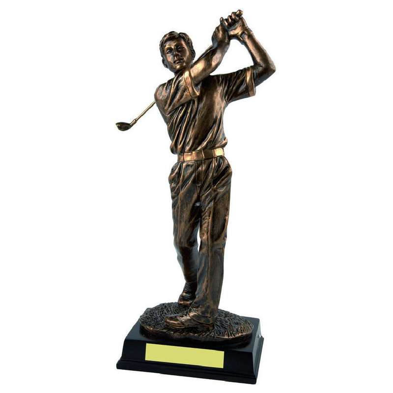 Antique Gold Resin Male Golfer
