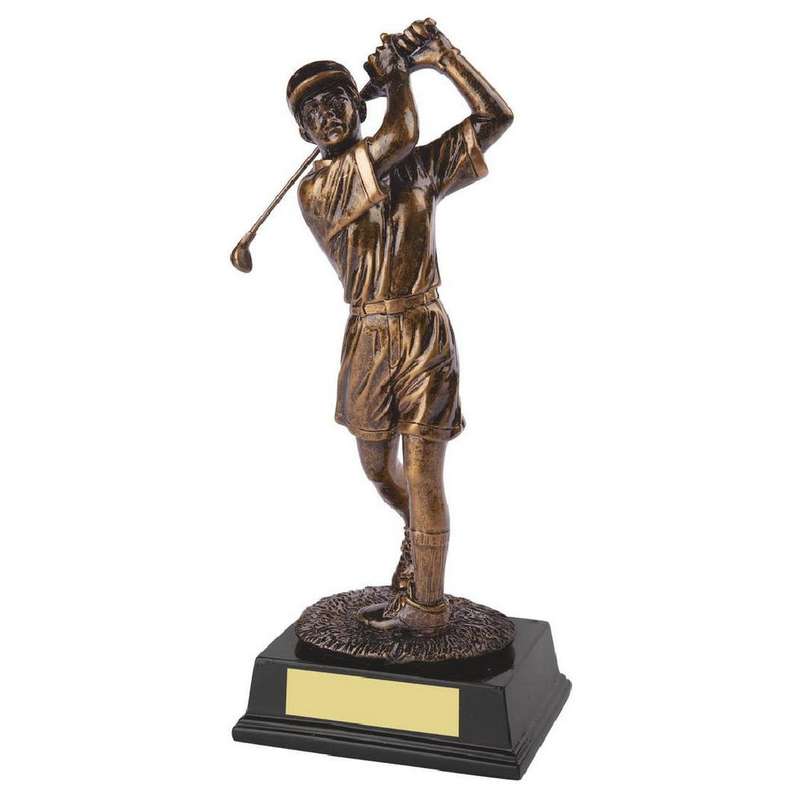 Antique Gold Resin Female Golfer