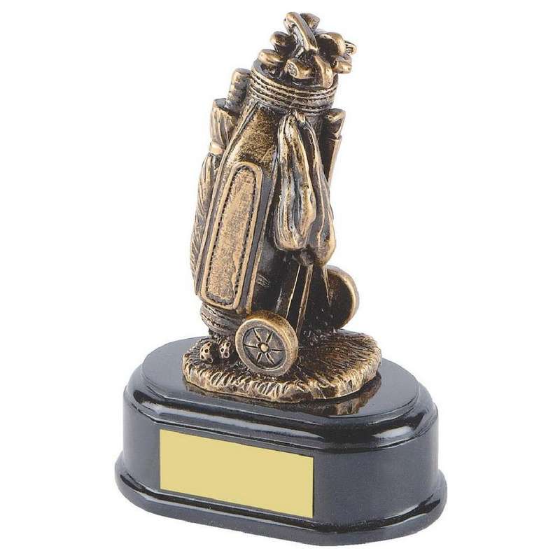 Antique Gold Resin Golf Bag Trophy