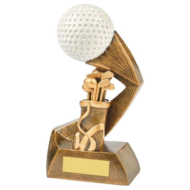 Antique Gold/White Golf Bag/Ball Resin