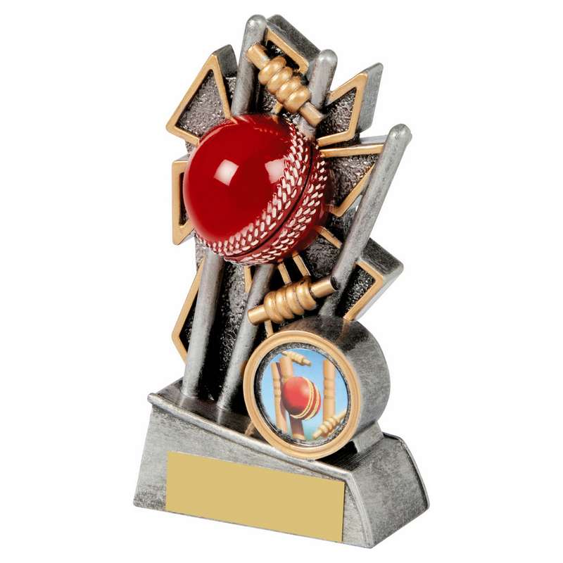 CRICKET STAND, ANT SILVER/GOLD WITH RED BALL WHITE LINES