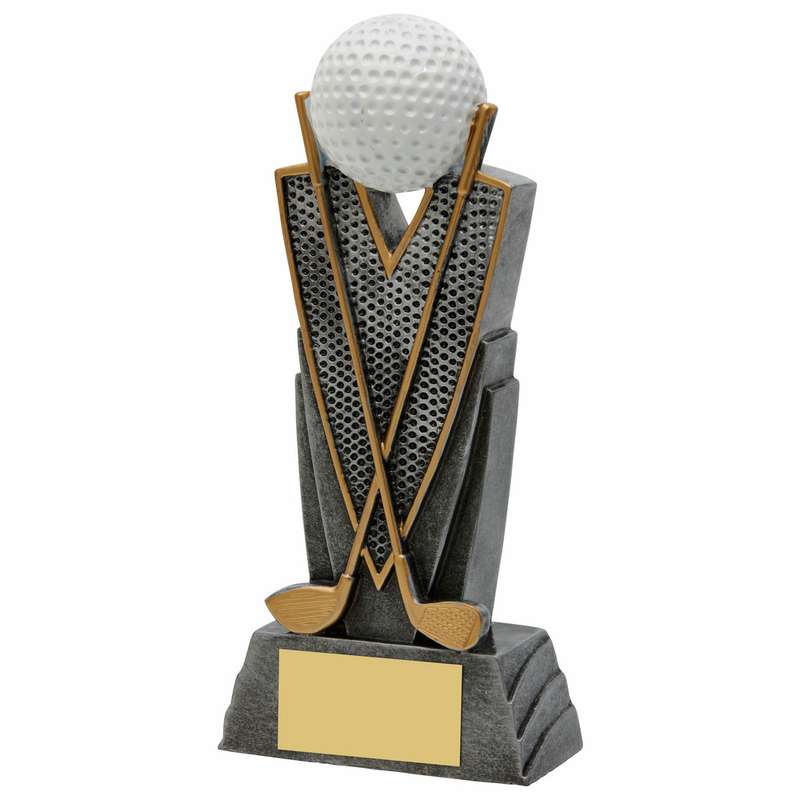Antique Silver Resin Golf Ball/Clubs Award