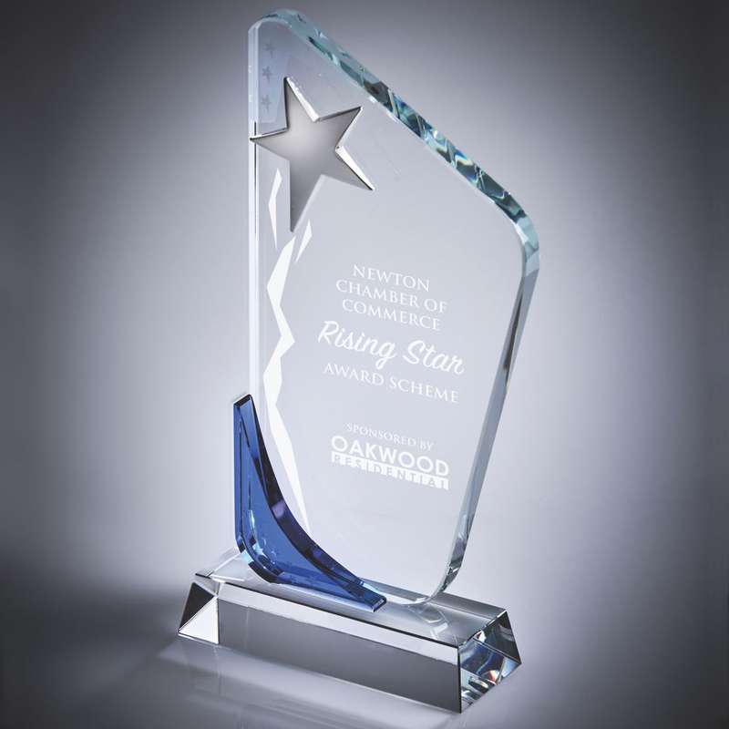 Silver Star/Clear Blue Glass Award