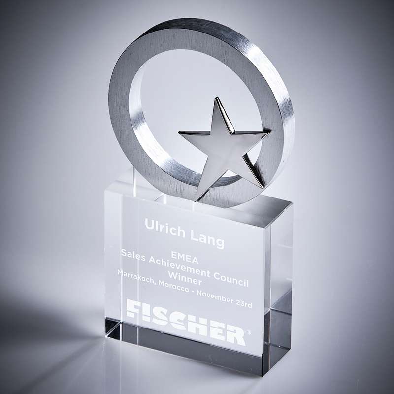 Metal Star/circle on Glass base