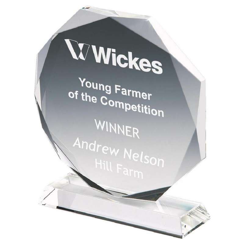 Crystal Octagonal Stand Award (In Presentation Case)