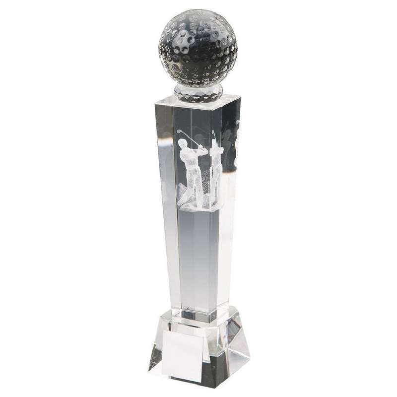 Crystal Column with 3D Male Golfer (In Presentation Case)