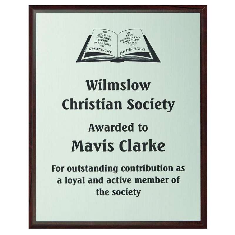 Wood Plaque Award with Colour Laminate Front – PLEASE SPECIFY COLOUR IN NOTES